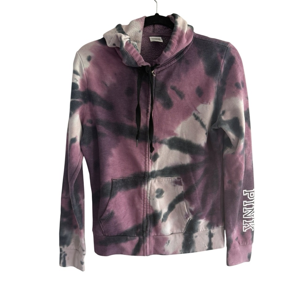 Pink Victorias Secret Tie Dye Zip Up Hoodie Top Sz S Cozy